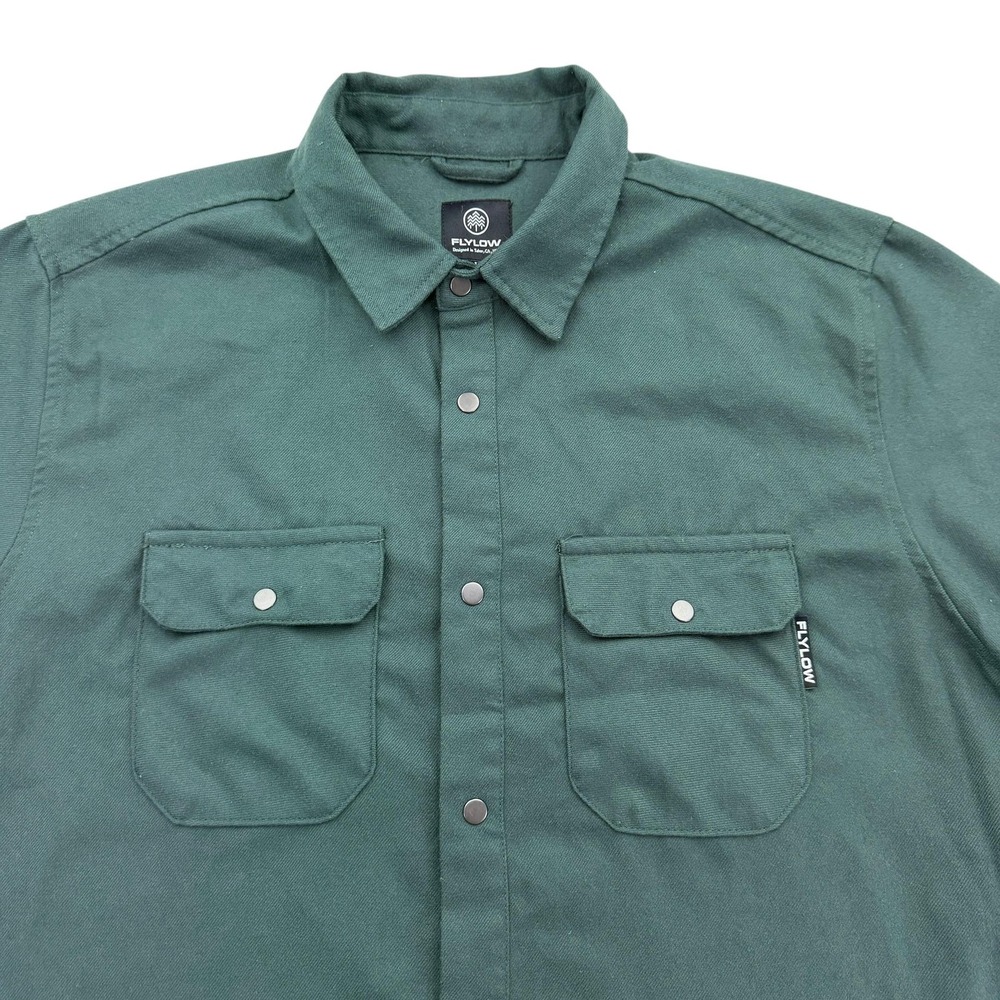 Flylow Shirt Mens L Green Long Sleeve Snap Button Polyester Workwear Flannel